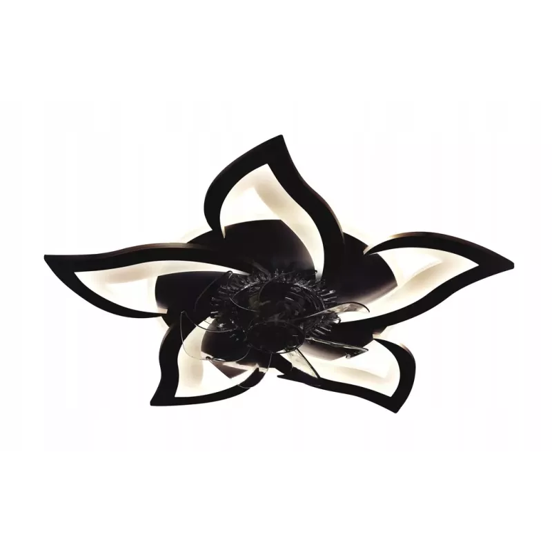 Nowoczesna Lampa Sufitowa z Wiatrakiem LED Plafon z Pilotem Wiatrak Czarny - 5905965398658