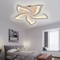 Lampa Sufitowa Kwiat Lotosu do Sypialni Biała Żyrandol LED z Pilotem - 5905965398610