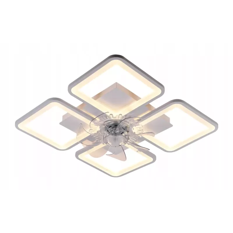 Lampa Sufitowa Kwadratowa z Wiatrakiem do Sypialni Żyrandol LED z Pilotem - 5905965398474