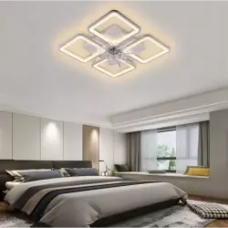 Lampa Sufitowa Kwadratowa z Wiatrakiem do Sypialni Żyrandol LED z Pilotem - 5905965398474