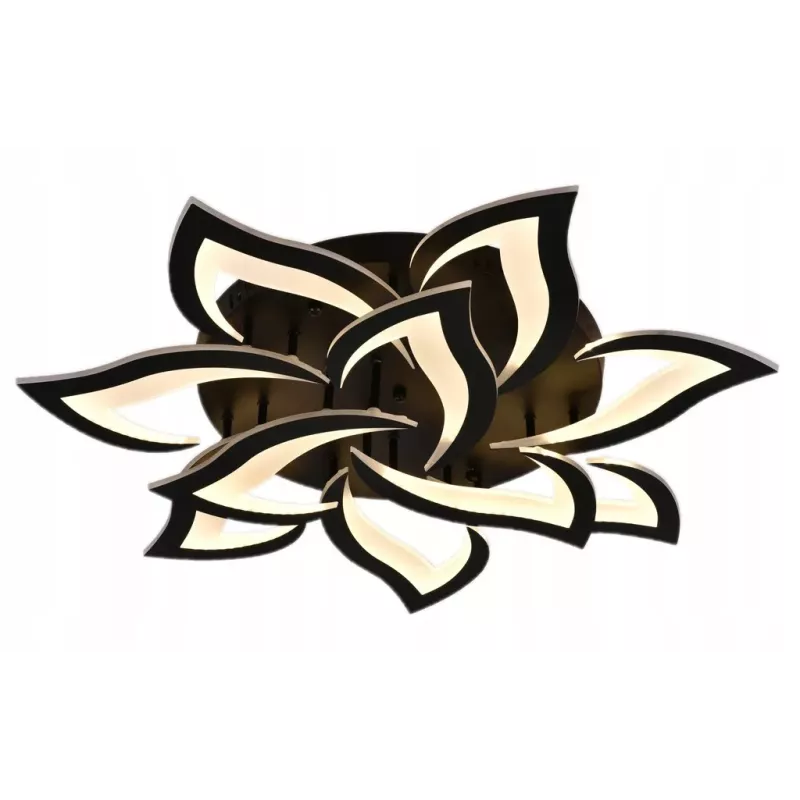 Lampa Sufitowa Kwiat Lotosu do Sypialni Czarna Żyrandol LED z Pilotem - 5905965398412