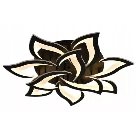 Lampa Sufitowa Kwiat Lotosu do Sypialni Czarna Żyrandol LED z Pilotem - 5905965398412