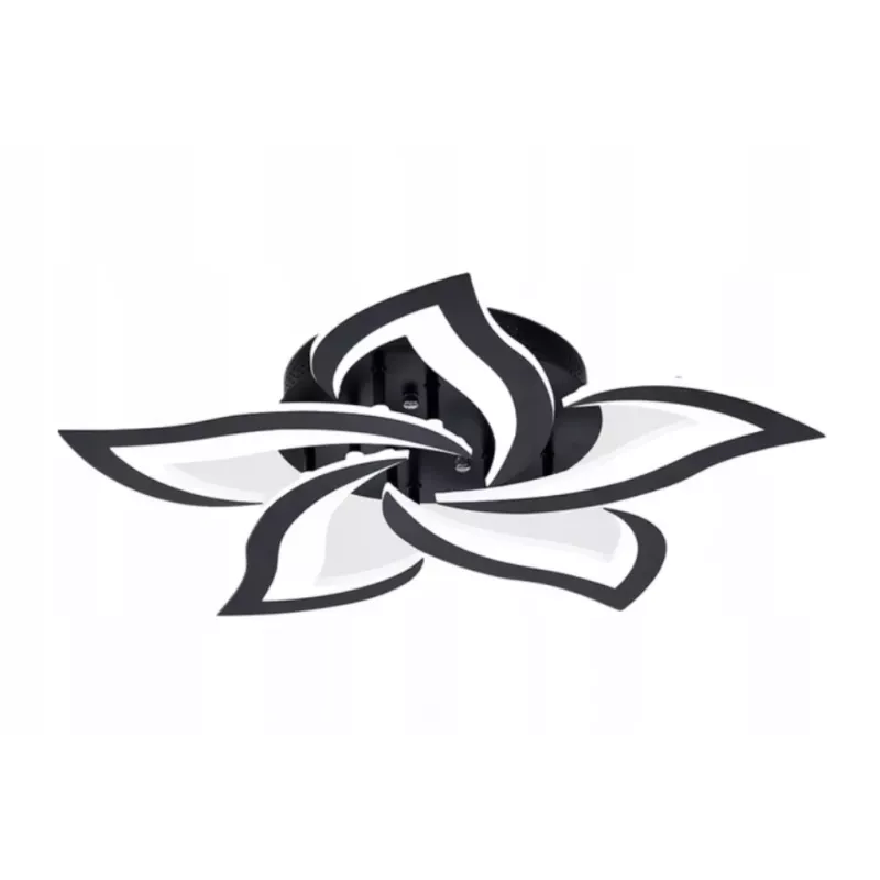 Nowoczesny Plafon LED Sufitowy Kwiat Lotosu do Salonu Czarny z Pilotem - 5905965398443