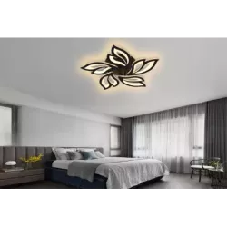 Nowoczesny Plafon LED Sufitowy do Sypialni Salonu Czarny z Pilotem - 5905965398252