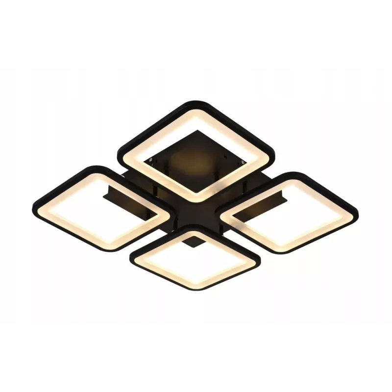 Lampa Sufitowa Plafon LED z Pilotem Czarny Kwadratowy Kwadrat - 5905965398085