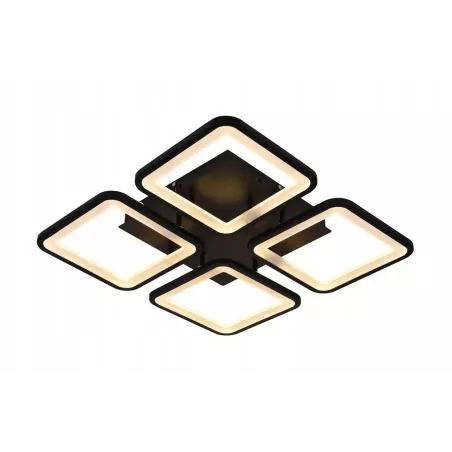 Lampa Sufitowa Plafon LED z Pilotem Czarny Kwadratowy Kwadrat - 5905965398085