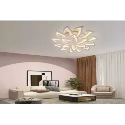 Duża Lampa Sufitowa Kwiat Lotosu Biała do Sypialni Żyrandol LED z Pilotem - 5905965398399