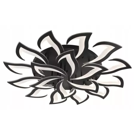 Duża Lampa Sufitowa Kwiat Lotosu do Sypialni Czarna Żyrandol LED z Pilotem - 5905965398412
