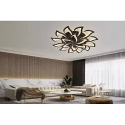 Duża Lampa Sufitowa Kwiat Lotosu do Sypialni Czarna Żyrandol LED z Pilotem - 5905965398412