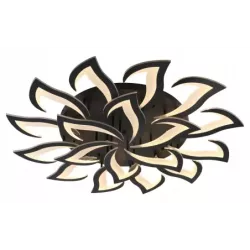 Duża Lampa Sufitowa Kwiat Lotosu do Sypialni Czarna Żyrandol LED z Pilotem - 5905965398412
