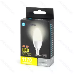 Żarówka LED 12W 4000K 1170lm świecowa C37 E14 2szt białe neutralne - 8433325387587