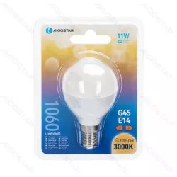 Żarówka LED 11W 3000K 1060lm biała mała ciepła kulka G45 gwint E14 - 8433325387679