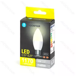 Żarówka LED 12W 4000K 1170lm świecowa C37 E14 2szt białe neutralne - 8433325387648