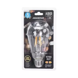 Żarówka LED Filament ST64 retro E27 4W/230V przezroczysta ciepła 480lm - 8433325198909