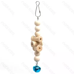 Gryzak dla papug 15x2.5cm drewniana zabawka dla ptaków z dzwoneczkiem - 8719138224548