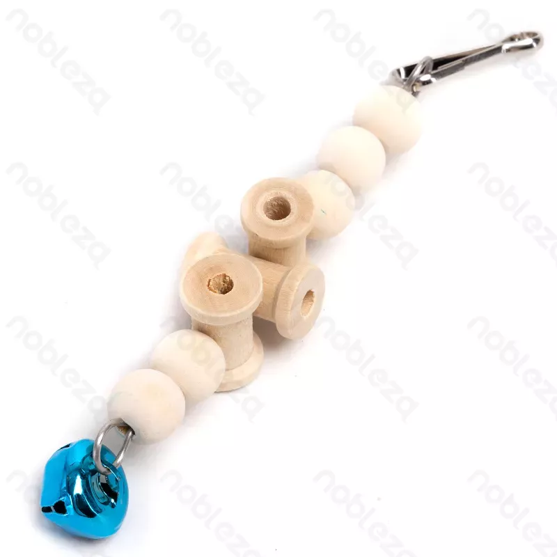 Gryzak dla papug 15x2.5cm drewniana zabawka dla ptaków z dzwoneczkiem - 8719138224548