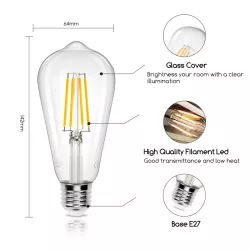 Żarówka LED Filament ST64 retro E27 8W/230V przezroczysta ciepła 950lm - 8433325198947