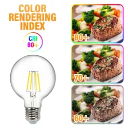 Żarówka LED 4W/230V Filament kula G80 E27 barwa biała ciepła 470lm - 8433325198961