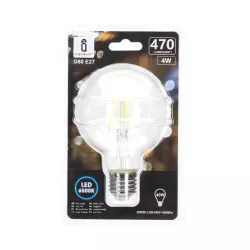 Żarówka LED 4W/230V Filament kula G80 E27 barwa biała zimna 470lm - 8433325198978