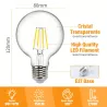 Żarówka LED 6W/230V Filament kula G80 E27 barwa biała ciepła 720lm - 8433325198985