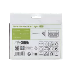 Lampa ścienna solarna kinkiet led 350lm z czujnikiem ruchu i zmierzchu - 8433325329280