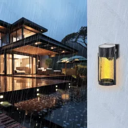 Lampa ścienna solarna kinkiet ze popękanego szkła crackle biały ciepły - 8433325321857