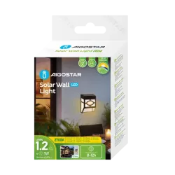 Lampka ozdobna ścienna solarna 1.2lm ciepła 2700K ogrodowa zewnętrzna - 8433325321833