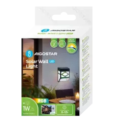 Lampka ozdobna ścienna solarna 1.2lm kolorowa RGB ogrodowa zewnętrzna - 8433325321840