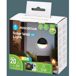 Lampa ścienna solarna 20 lm kinkiet z kloszem w groszki Kolorowa RGB - 8433325321802