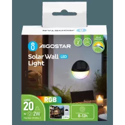 Lampa ścienna solarna 20 lm kinkiet z kloszem w groszki Kolorowa RGB - 8433325321802