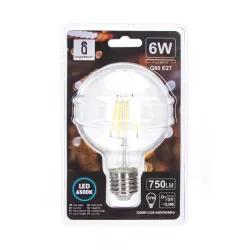 Żarówka LED 6W/230V Filament kula G80 E27 barwa biała zimna 750lm - 8433325198992