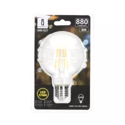 Żarówka LED 8W/230V Filament kula G80 E27 barwa biała ciepła 880lm - 8433325199005