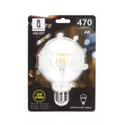 Żarówka LED 4W/230V Filament kula G95 E27 barwa biała ciepła 470lm - 8433325199029