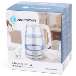 Szklany czajnik elektryczny Adam 1,7l 2200W z niebieskim podświetleniem - 8433325295929