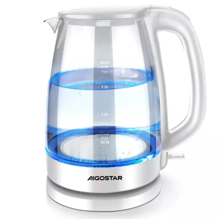 Szklany czajnik elektryczny Adam 1,7l 2200W z niebieskim podświetleniem - 8433325295929