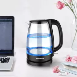 Szklany czajnik elektryczny Adam 1,7l 2200W z niebieskim podświetleniem - 8433325295936