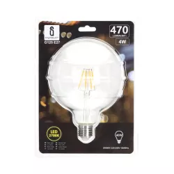 Żarówka LED 4W/230V Filament kula G125 E27 barwa biała ciepła 470lm - 8433325199081