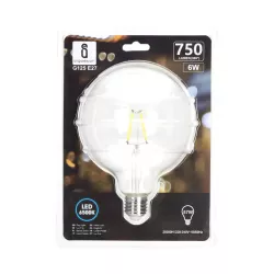 Żarówka LED 6W/230V Filament kula G125 E27 barwa biała zimna 750lm - 8433325199111