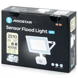 Naświetlacz 30W 2510lm halogen LED z czujnikiem PIR 4000K neutralny - 8433325408695