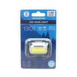 Czołówka 1.2W/130lm led COB zasięg wiązki 30m lampka na 3 baterie AAA - 8433325392482