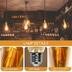 Żarówka LED 4W/230V Filament ST64 retro E27 barwa bursztynowa 400lm - 8433325199142