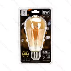 Żarówka LED 8W/230V Filament ST64 retro E27 barwa bursztynowa 800lm - 8433325199166