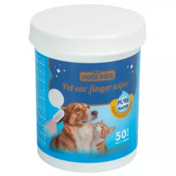 Chusteczki 50szt do czyszczenia uszu dla psa i kota zakładane na palec - 8719138227181