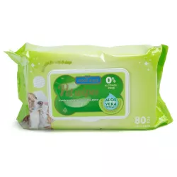 Chusteczki higieniczne z serii Aloe 80 szt. do sierści zwierząt - 8719138226108