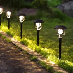 Lampki solarne wbijane w trawnik latarenki 4 szt. białe ciepłe 3000k - 8433325204945