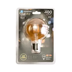 Żarówka LED 4W/230V Filament kula G80 E27 barwa bursztynowa 400lm - 8433325199173