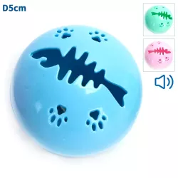 Świecąca zabawka 5cm dla kota w kształcie kuli z wzorem ości rybki - 8719138228997