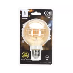 Żarówka LED 6W/230V Filament kula G80 E27 barwa bursztynowa 600lm - 8433325199180