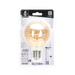 Żarówka LED 6W/230V Filament kula G80 E27 barwa bursztynowa 600lm - 8433325199180