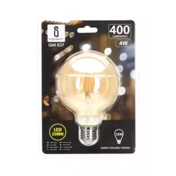 Żarówka LED 4W/230V Filament kula G95 E27 barwa bursztynowa 400lm - 8433325199203